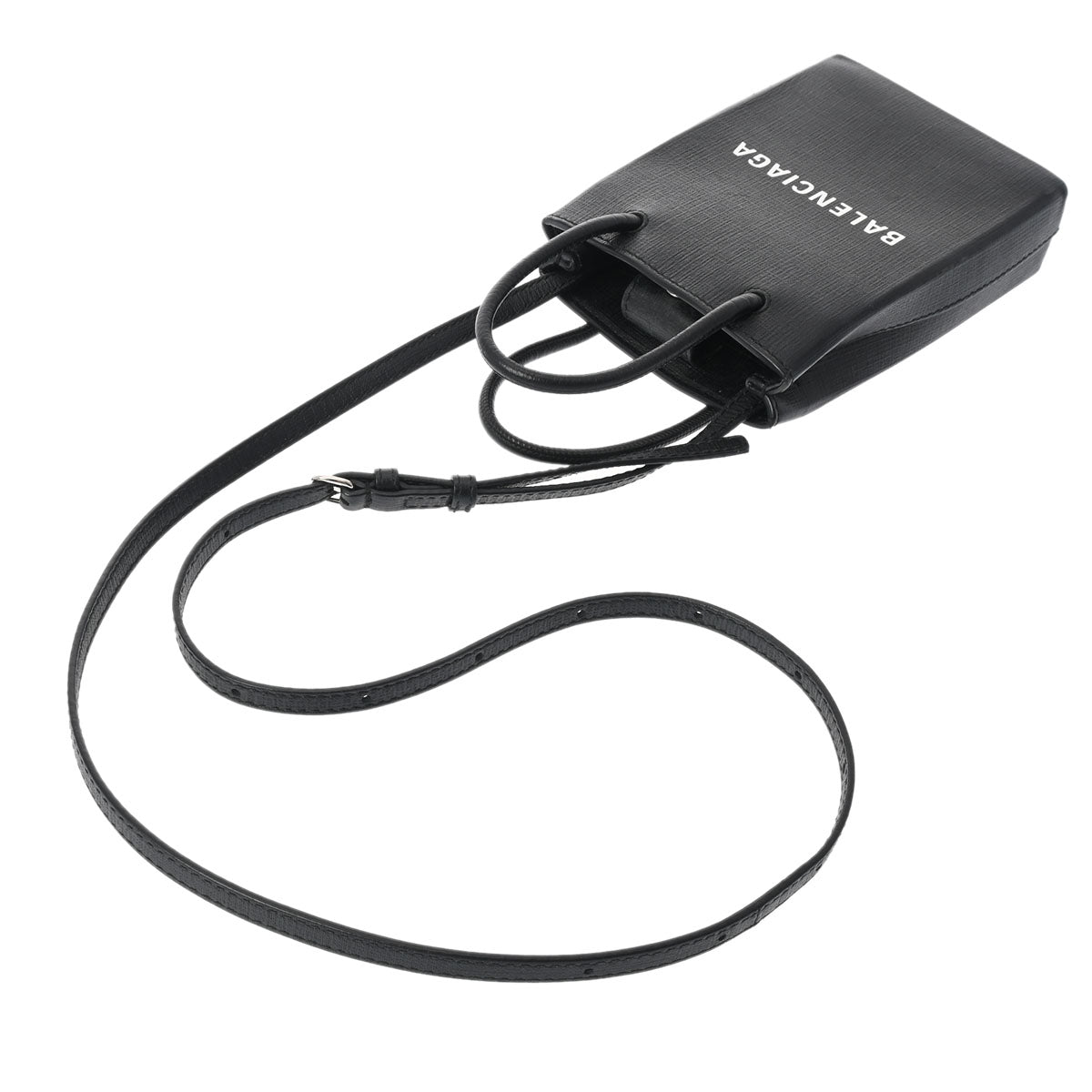 バレンシアガショッピングフォンホルダー 黒 シルバー金具 レディース