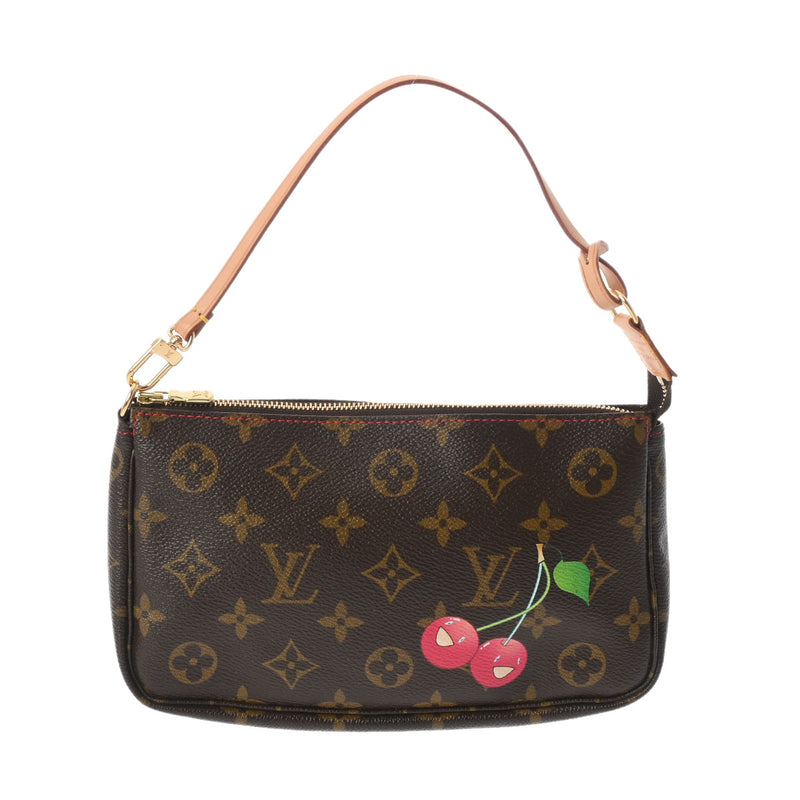 LOUIS VUITTON ルイヴィトン モノグラムチェリー ポシェットアクセソワール ブラウン M95008 レディース モノグラムキャンバス アクセサリーポーチ Aランク 中古 銀蔵