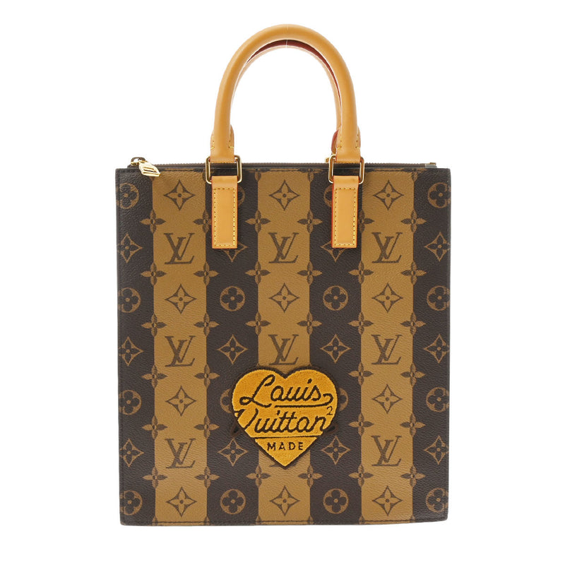 LOUIS VUITTON ルイヴィトン モノグラム ストライプ サックプラ LVスクアード NIGOコラボ 2WAY ブラウン M45969 ユニセックス モノグラムキャンバス ハンドバッグ Aランク 中古 銀蔵