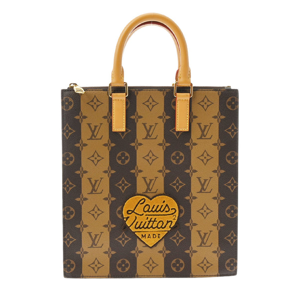 LOUIS VUITTON ルイヴィトン モノグラム ストライプ サックプラ LVスクアード NIGOコラボ 2WAY ブラウン M45969 ユニセックス モノグラムキャンバス ハンドバッグ Aランク 中古 銀蔵