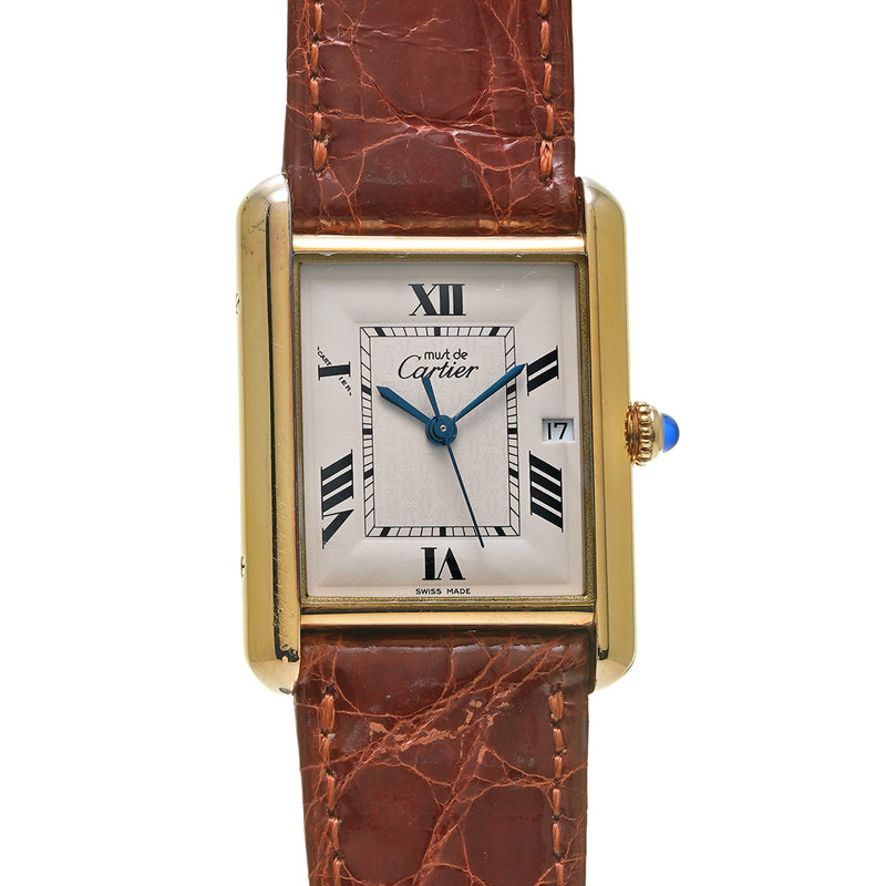 CARTIER カルティエ マストタンク LM W1013754 メンズ SS/アリゲーター 腕時計 Aランク 中古 銀蔵