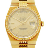 ロレックス デイデイト ピラミッドベゼル ピラミッドブレス 19028 95番台(1986年頃製造) シャンパン メンズ 腕時計 クォーツ 中古 銀蔵