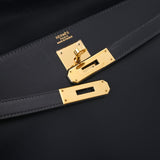 HERMES エルメス ケリー 32 外縫い 2WAY ブルーインディゴ □F刻印(2002年頃) レディース ボックスカーフ ハンドバッグ Aランク 中古 銀蔵