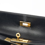 HERMES エルメス ケリー 32 外縫い 2WAY ブルーインディゴ □F刻印(2002年頃) レディース ボックスカーフ ハンドバッグ Aランク 中古 銀蔵