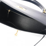 HERMES エルメス ケリー 32 外縫い 2WAY ブルーインディゴ □F刻印(2002年頃) レディース ボックスカーフ ハンドバッグ Aランク 中古 銀蔵