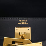 HERMES エルメス ケリー 32 外縫い 2WAY ブルーインディゴ □F刻印(2002年頃) レディース ボックスカーフ ハンドバッグ Aランク 中古 銀蔵