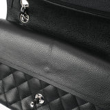 CHANEL シャネル マトラッセ チェーンショルダー 25cm Wフラップ 黒 レディース キャビアスキン ショルダーバッグ Aランク 中古 銀蔵