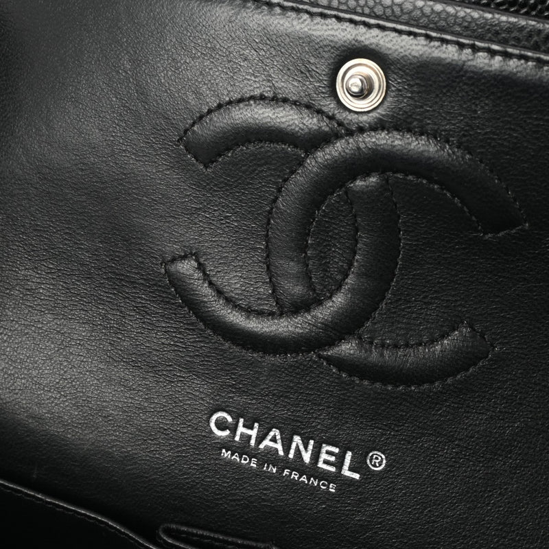 CHANEL シャネル マトラッセ チェーンショルダー 25cm Wフラップ 黒 レディース キャビアスキン ショルダーバッグ Aランク 中古 銀蔵