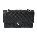 CHANEL シャネル マトラッセ チェーンショルダー 25cm Wフラップ 黒 レディース キャビアスキン ショルダーバッグ Aランク 中古 銀蔵