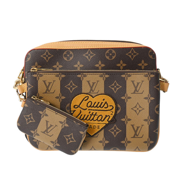 LOUIS VUITTON ルイヴィトン モノグラム ストライプ トリオメッセンジャー NIGOコラボ ブラウン M45965 レディース モノグラムキャンバス ショルダーバッグ Aランク 中古 銀蔵