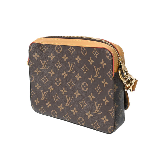 LOUIS VUITTON ルイヴィトン モノグラム ストライプ トリオメッセンジャー NIGOコラボ ブラウン M45965 レディース モノグラムキャンバス ショルダーバッグ Aランク 中古 銀蔵