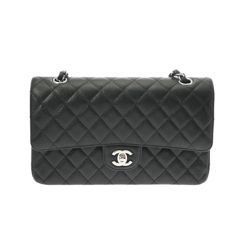 CHANEL シャネル マトラッセ チェーンショルダー 25cm Wフラップ 黒 - レディース キャビアスキン ショルダーバッグ 新同 中古 銀蔵