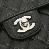 CHANEL シャネル マトラッセ チェーンショルダー 25cm Wフラップ 黒 - レディース キャビアスキン ショルダーバッグ 新同 中古 銀蔵