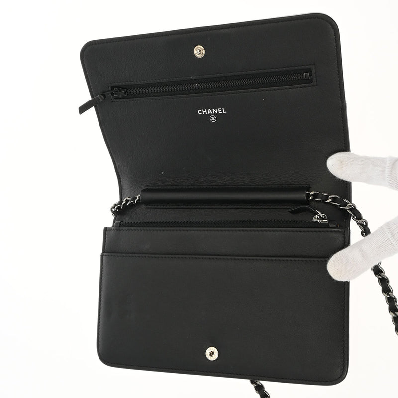 CHANEL シャネル ボーイシャネル チェーンウォレット 19cm 黒/シルバー レディース レザー ショルダーバッグ Aランク 中古 銀蔵