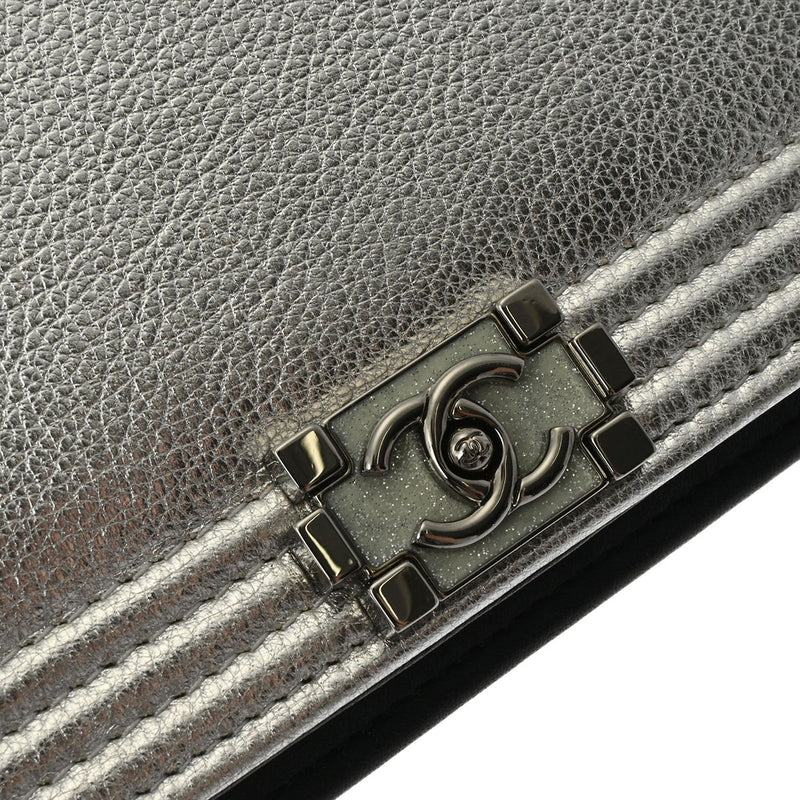 CHANEL シャネル ボーイシャネル チェーンウォレット 19cm 黒/シルバー レディース レザー ショルダーバッグ Aランク 中古 銀蔵