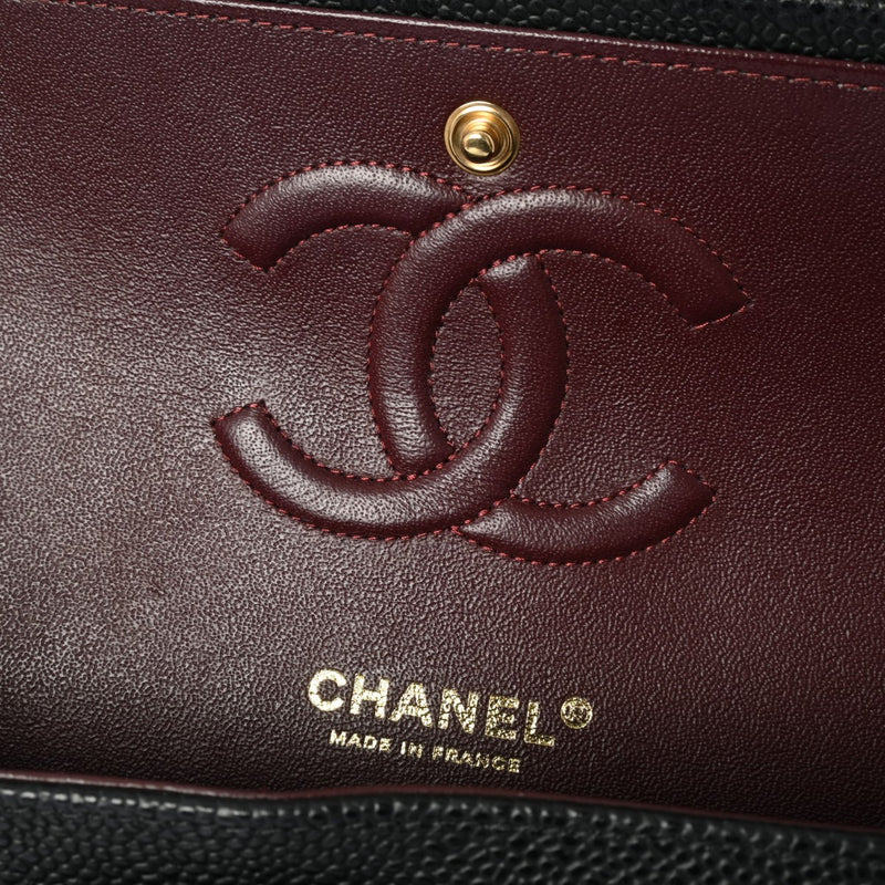 CHANEL シャネル マトラッセ チェーンショルダー 25cm Wフラップ 黒 A01112 レディース キャビアスキン ショルダーバッグ Aランク 中古 銀蔵