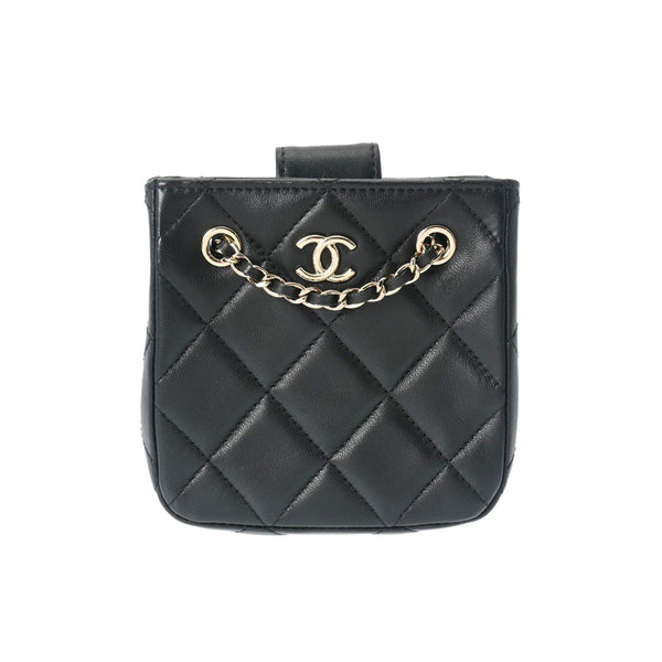 CHANEL シャネル マトラッセ ミニ ポシェット チェーンショルダー 黒 AP2547 レディース ラムスキン ショルダーバッグ Aランク 中古 銀蔵