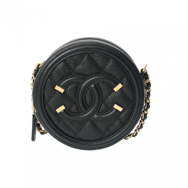 CHANEL シャネル CCフィリグリー チェーンショルダー 黒 AP0365 レディース キャビアスキン ショルダーバッグ Aランク 中古 銀蔵