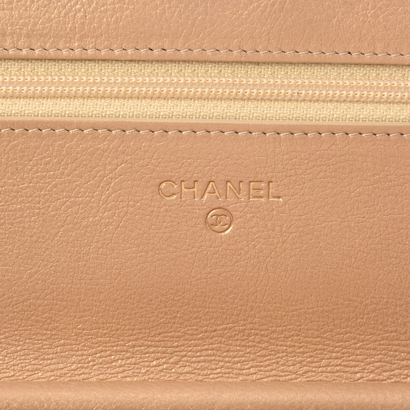 CHANEL シャネル マトラッセ チェーンウォレット チャーム付き メタリックゴールド系 レディース ラムスキン ショルダーバッグ ABランク 中古 銀蔵