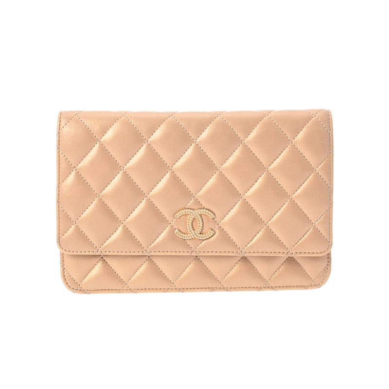 CHANEL シャネル マトラッセ チェーンウォレット チャーム付き メタリックゴールド系 レディース ラムスキン ショルダーバッグ ABランク 中古 銀蔵