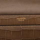 HERMES エルメス パロニエール カーキベージュ ゴールド金具 - 刻印不明 レディース クロコダイル ハンドバッグ Bランク 中古 銀蔵