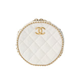 CHANEL シャネル マトラッセ ラウンド チェーンショルダー 白 レディース ラムスキン ショルダーバッグ ABランク 中古 銀蔵