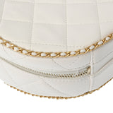 CHANEL シャネル マトラッセ ラウンド チェーンショルダー 白 レディース ラムスキン ショルダーバッグ ABランク 中古 銀蔵