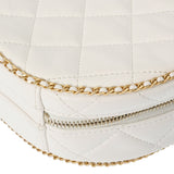 CHANEL シャネル マトラッセ ラウンド チェーンショルダー 白 レディース ラムスキン ショルダーバッグ ABランク 中古 銀蔵