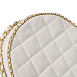 CHANEL シャネル マトラッセ ラウンド チェーンショルダー 白 レディース ラムスキン ショルダーバッグ ABランク 中古 銀蔵