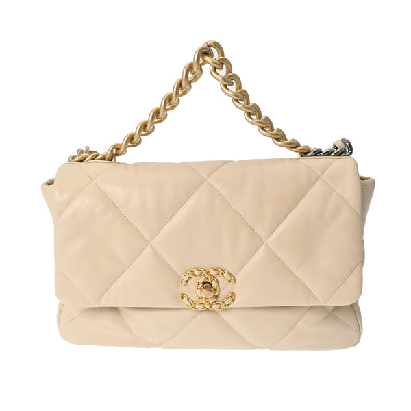 CHANEL シャネル シャネル19 チェーン ラージ 2WAY ベージュ AS1161 レディース ラムスキン ショルダーバッグ ABランク 中古 銀蔵