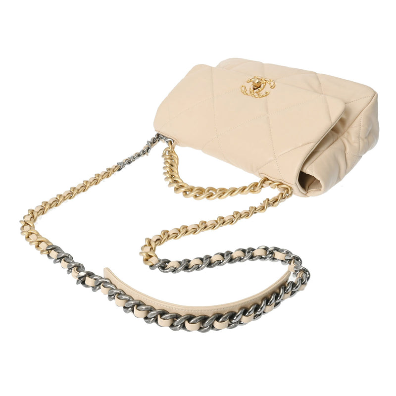 CHANEL シャネル シャネル19 チェーン ラージ 2WAY ベージュ AS1161 レディース ラムスキン ショルダーバッグ ABランク 中古 銀蔵