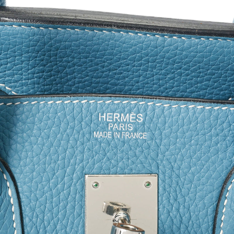 HERMES エルメス バーキン 35 ブルージーン パラジウム金具 - □I刻印(2005年頃) ユニセックス トリヨンクレマンス ハンドバッグ Bランク 中古 銀蔵