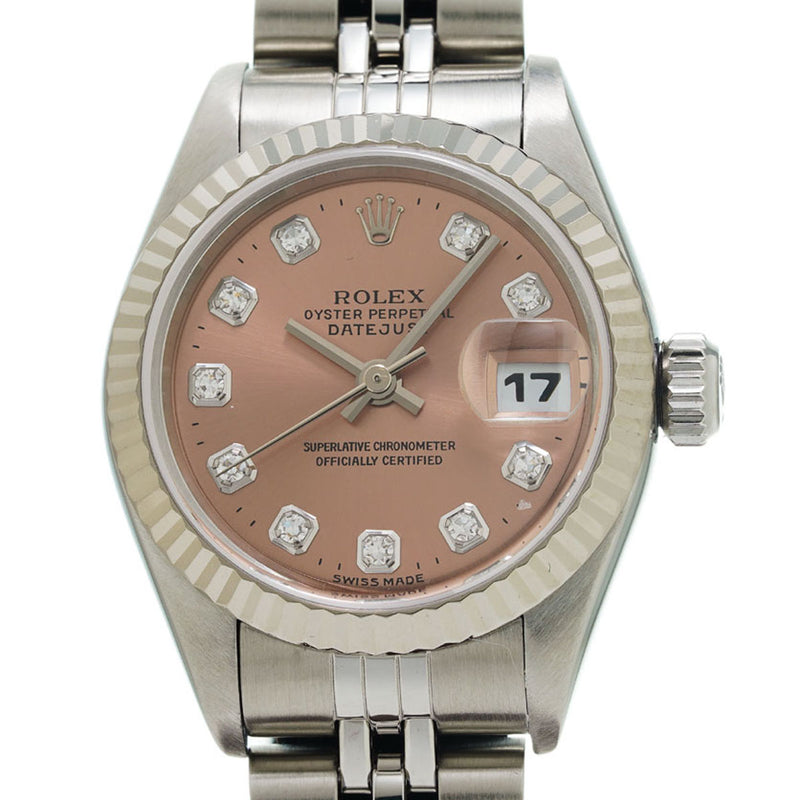 ROLEX ロレックス デイトジャスト 10Pダイヤ 69174G レディース SS/WG 腕時計 自動巻き ピンク文字盤 Aランク 中古 銀蔵