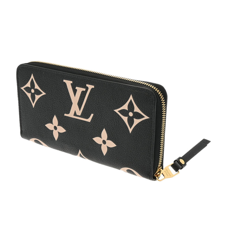 LOUIS VUITTON ルイヴィトン モノグラムアンプラント バイカラー ジッピーウォレット ブラック/ベージュ M80481 レディース レザー 長財布 Aランク 中古 銀蔵