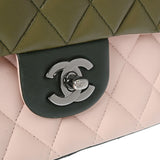 CHANEL シャネル マトラッセ チェーンショルダー 25cm カーキ系/ピンク/深緑 A01112 レディース ラムスキン ショルダーバッグ Aランク 中古 銀蔵