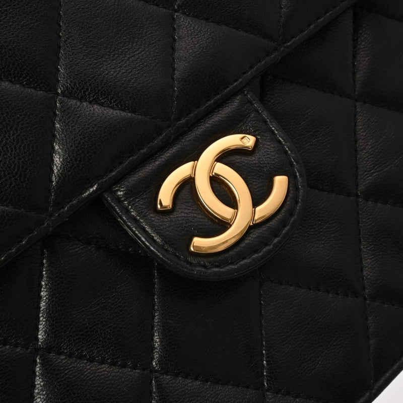 CHANEL シャネル マトラッセ チェーンショルダー 25cm 黒 ゴールド金具 A01112 レディース ラムスキン ショルダーバッグ ABランク 中古 銀蔵