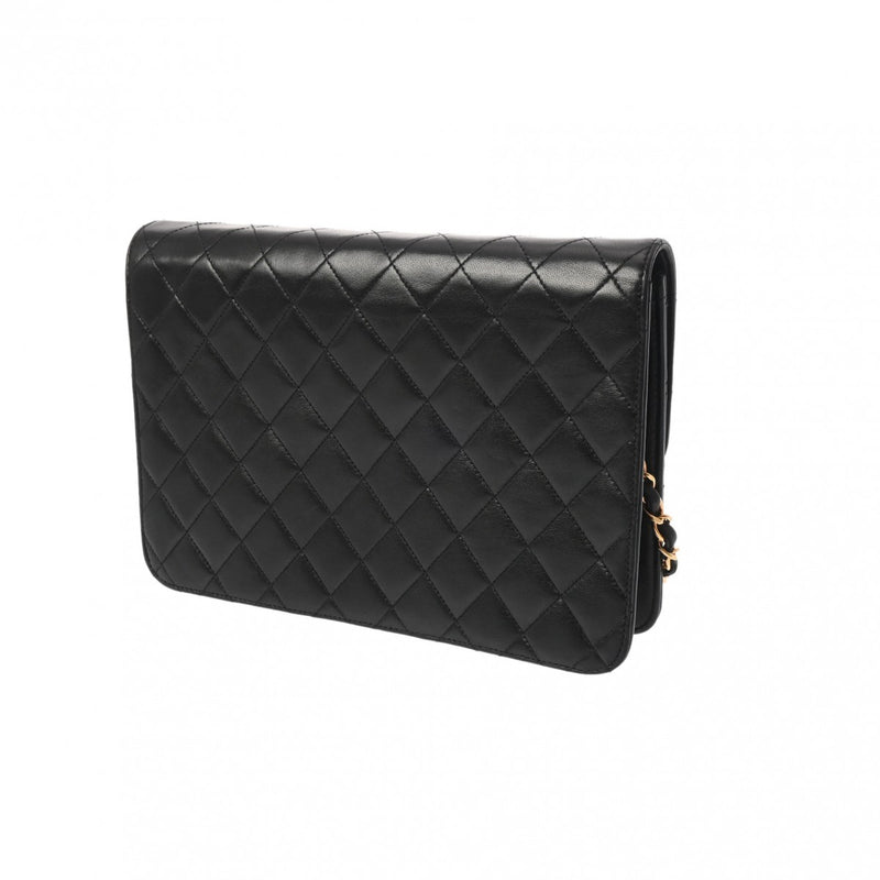 CHANEL シャネル マトラッセ チェーンショルダー 25cm 黒 ゴールド金具 A01112 レディース ラムスキン ショルダーバッグ ABランク 中古 銀蔵