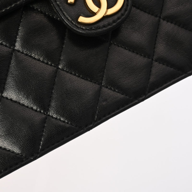 CHANEL シャネル マトラッセ チェーンショルダー 25cm 黒 ゴールド金具 A01112 レディース ラムスキン ショルダーバッグ ABランク 中古 銀蔵