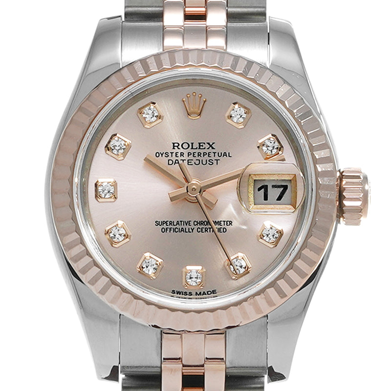ROLEX ロレックス デイトジャスト 10Pダイヤ 179171G レディース PG/SS 腕時計 自動巻き ピンク文字盤 Aランク 中古 銀蔵