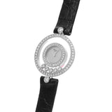 CHOPARD ショパール ハッピーダイヤ 2重ベゼル/ラグダイヤ 5Pダイヤ 20/3957 レディース WG/革 腕時計 クォーツ Aランク 中古 銀蔵