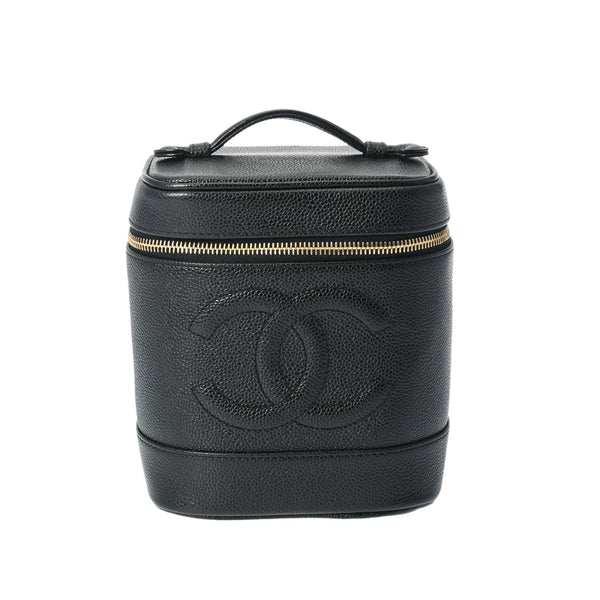 CHANEL シャネル 縦型 バニティ 黒 ゴールド金具 A01998 レディース キャビアスキン ハンドバッグ Aランク 中古 銀蔵