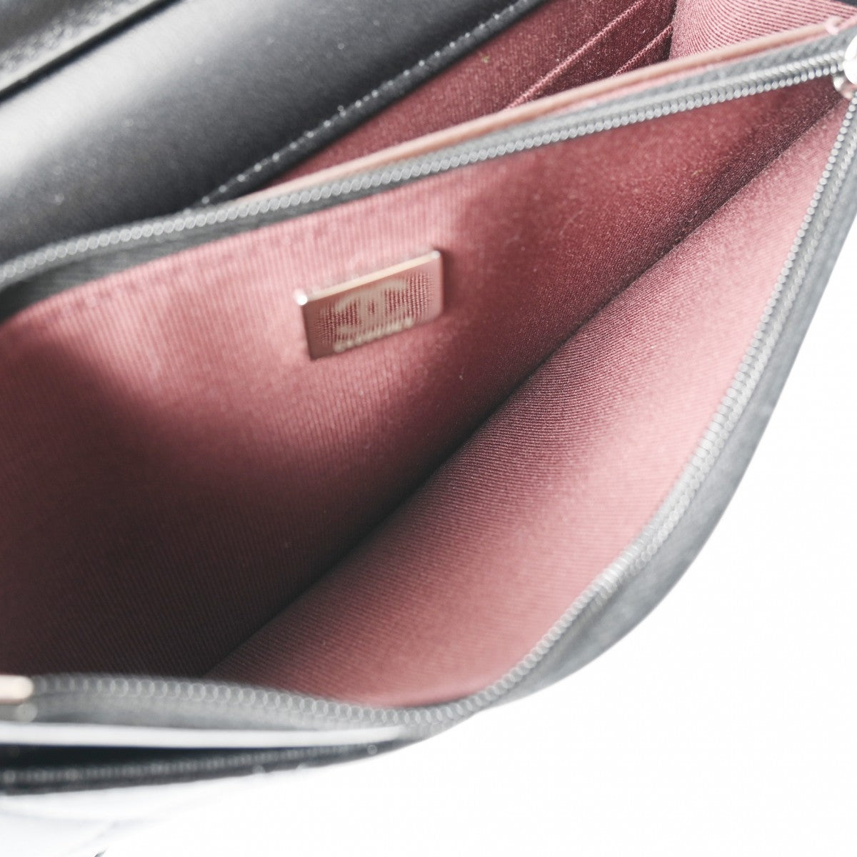 シャネルチェーンウォレット 42976 黒 シルバー金具 レディース