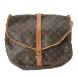 LOUIS VUITTON ルイヴィトン モノグラム ソミュール 35 ブラウン M42254 レディース モノグラムキャンバス ショルダーバッグ Bランク 中古 銀蔵