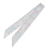 HERMES エルメス ツイリー ISOLADI PRIMAVERA グレパール/グレナディ レディース シルク100％ スカーフ 新同 中古 銀蔵