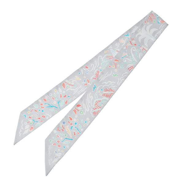 HERMES エルメス ツイリー ISOLADI PRIMAVERA グレパール/グレナディ レディース シルク100％ スカーフ 新同 中古 銀蔵