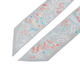 HERMES エルメス ツイリー ISOLADI PRIMAVERA グレパール/グレナディ レディース シルク100％ スカーフ 新同 中古 銀蔵