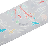 HERMES エルメス ツイリー ISOLADI PRIMAVERA グレパール/グレナディ レディース シルク100％ スカーフ 新同 中古 銀蔵