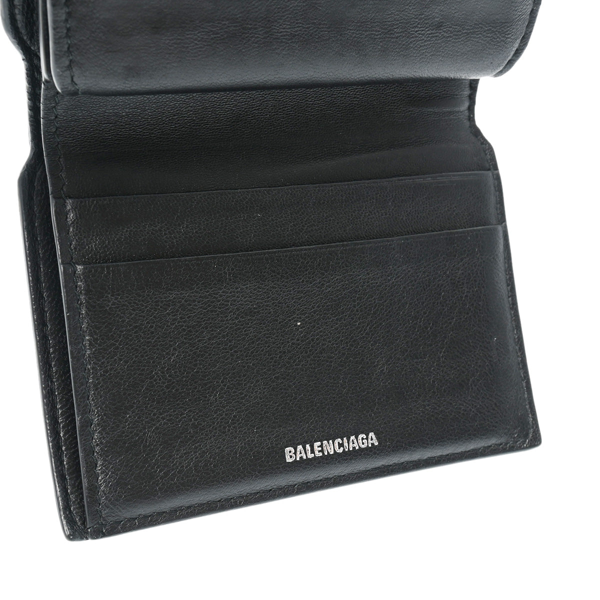 美品✨バレンシアガ 三つ折り財布 エブリデイ ミニウォレット レザー ブラック バレンシアガエブリデイ コンパクトウォレット 黒 ユニセックス カーフ