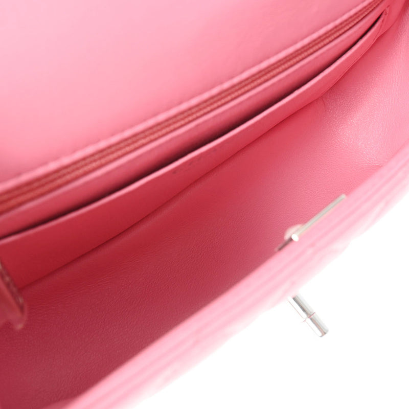CHANEL シャネル マトラッセ チェーンショルダー 20cm ピンク シルバー金具 A69900 レディース ラムスキン ショルダーバッグ Aランク 中古 銀蔵
