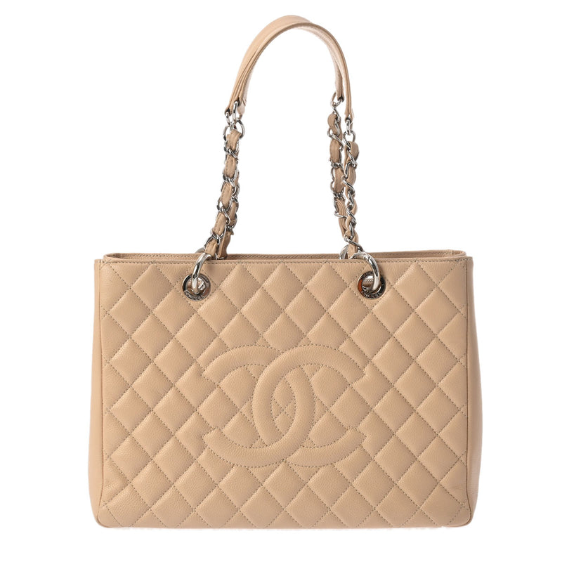 CHANEL シャネル GST グランドショッピングトート ベージュ シルバー金具 A50995 レディース キャビアスキン トートバッグ ABランク 中古 銀蔵